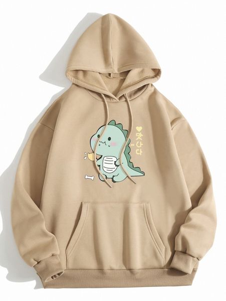 

cartoon and korean letter graphic drawstring thermal lined hoodie n7wy#, White;black