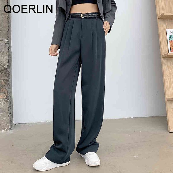 

pants straight suits women spring loose wide leg high waist draped suit trouser plus size black pants, Black;white