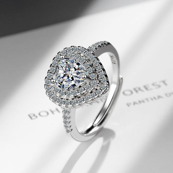 

wedding rings ekopdee luxury bling cubic zirconia for women femme adjustable wide zircon engagement ring 925 bridal jewelry, Slivery;golden