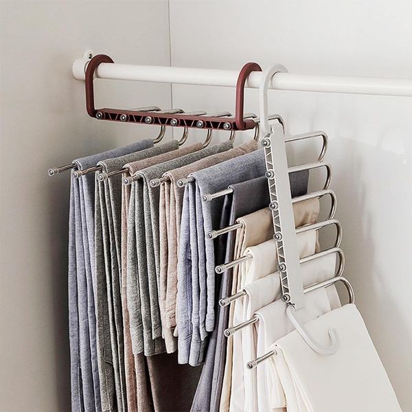 

closet organizer space clothing rack magic hanger clothes hook fashion 5 in 1 pant shelves stainless steel hangers & racks