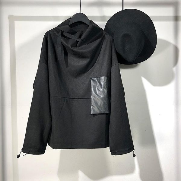 

men's hoodies & sweatshirts seak men high street clothing spring turtleneck solid black