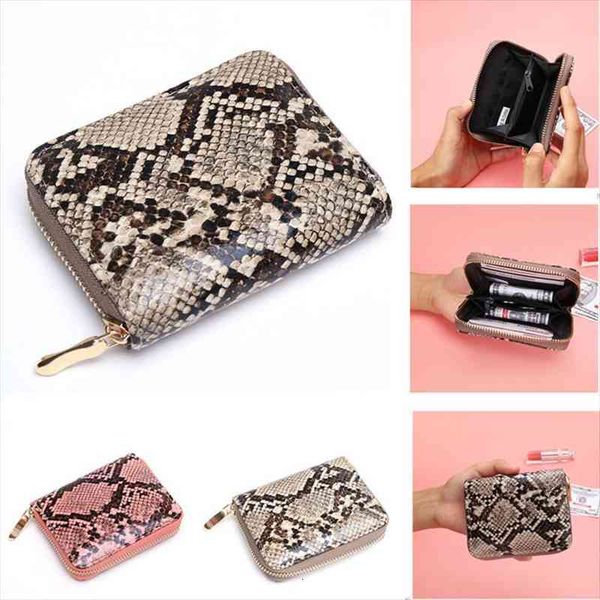 

fashion serpentine pattern design women wallets leather small zipper female wallet snake print ladies mini purses, Red;black