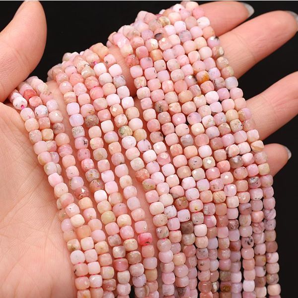 

other natural pink opal stone beads green faceted loose spacer square for jewelry making diy women bracelet necklace strands 4mm