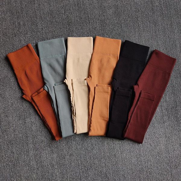 

yoga outfit stripe seamless fitness pants high waist push up sport legging for women super stretchy gym workout tights running