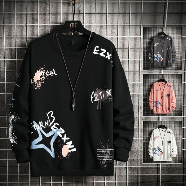 

men's hoodies & sweatshirts spring sports shirt loose hip-hop street fashion personality patchwork letter printing casual without cap, Black
