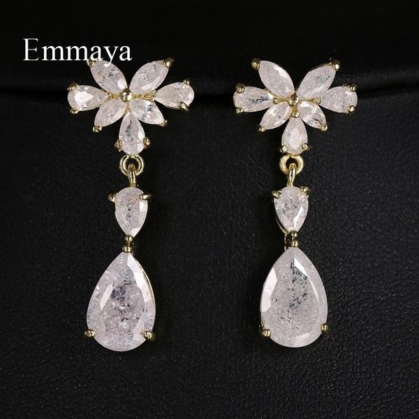 

emmaya women outdoor activities choice tropical style dazzling earring energetic muliticolor cubic zircon waterdrop shape stud, Golden;silver
