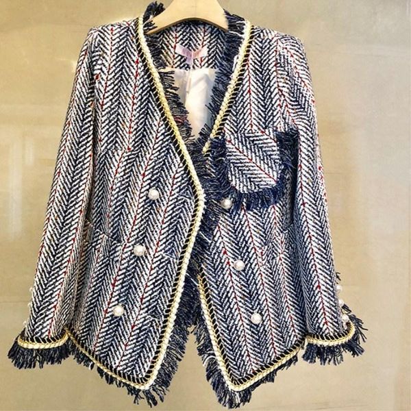 

small fragrance jacket women's short autumn ladies tweed and winter knitting early spring temperament blouse jackets, Black;brown