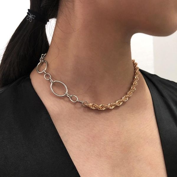 

gold silver snake chain choker necklace hip hop ins fashion statement punk chunky collar metal necklaces jewelry chokers, Golden;silver