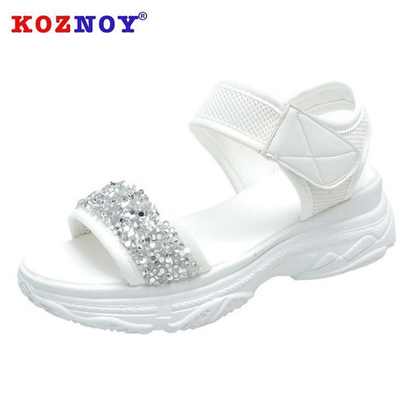 

koznoy women sandals summer fashion sequin thick bottomed 2021 breathable peep toe bling wedges causal, Black