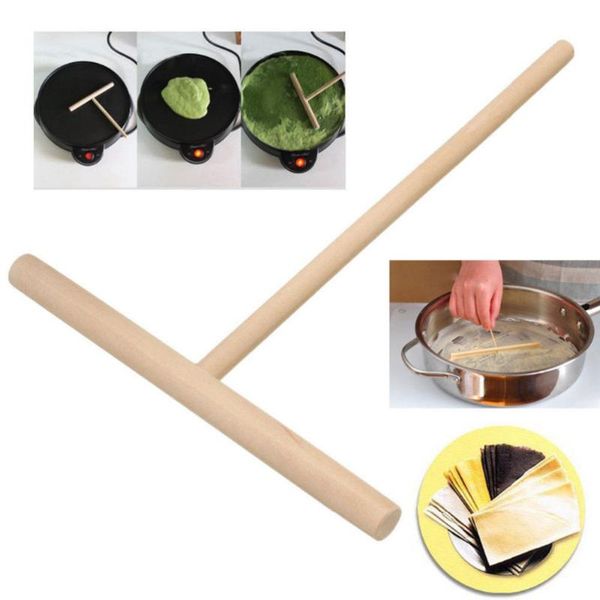 

rolling pins & pastry boards 2pcs/set t shape wooden rake diy round batter pancake crepe spreader pin kitchen tool kit 15cm