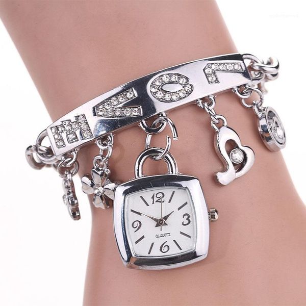 

wristwatches fashion 2021 women's watch casual rhinestone girl pendant analog quartz gift clock relogio feminino #a, Slivery;brown