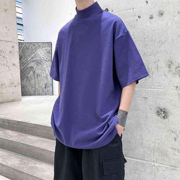 

men's t-shirts summer short-sleeved t-shirt fashion purple black white casual t shirt men streetwear korean loose collar tshirt me, White;black