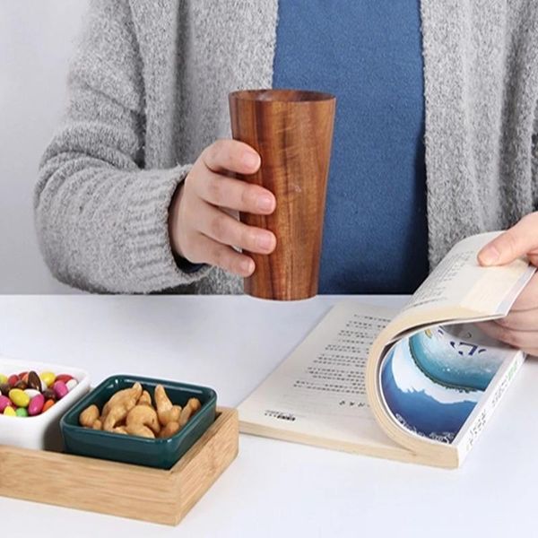 

wooden cup coffee milk tea mug beer water bottle cups & saucers
