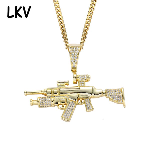 

awm sniper gun necklace pendant hip hop trendsetter 98k full of zircon, Silver