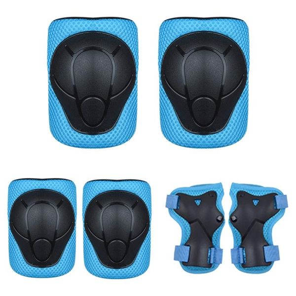 

children protective gear set knee pads and elbow wrist guards kit for skating riding cycling biking rollerblading &, Black;gray