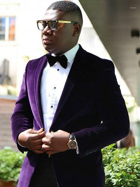 

men's suits & blazers purple velvet groom tuxedos party dress prom business slim fits coat trousers sets(jacket + pants+ bow tie) w:209, White;black