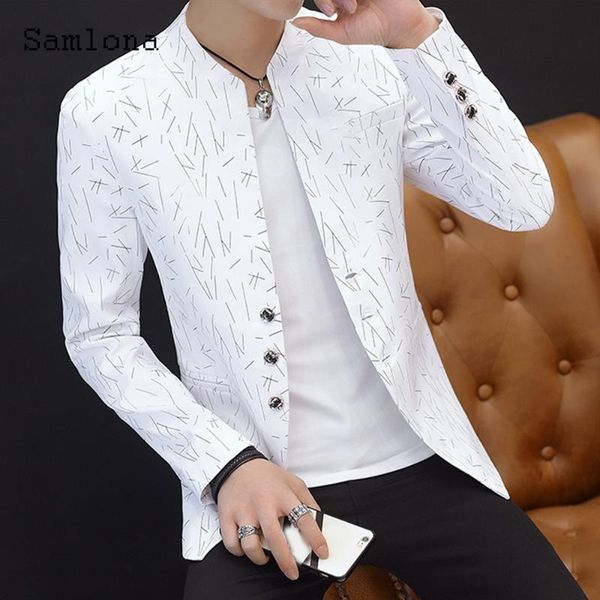 

men's suits & blazers plus size 3xl men elegant leisure casual european style 2021 autumn classic print jackets business man outerwear, White;black