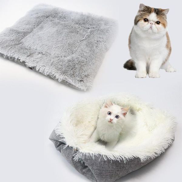 

cat beds & furniture pet bed long plush super soft kennel dog house for dogs cushion big mat bench pets supplies