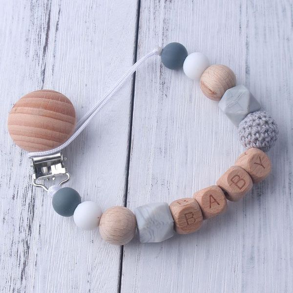 

pacifiers# personalized baby name beech wood chew beads pacifier clips dummy chain holder cute soother chains teething toy