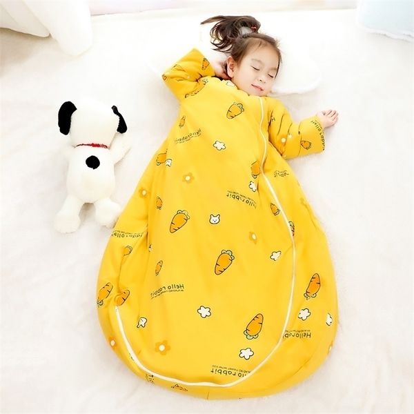 Saco de dormir para crianças 2.5TOG bebê inverno espesso mangas destacáveis ​​anti-kick cobertor infantil decolagem sleepwear 220216
