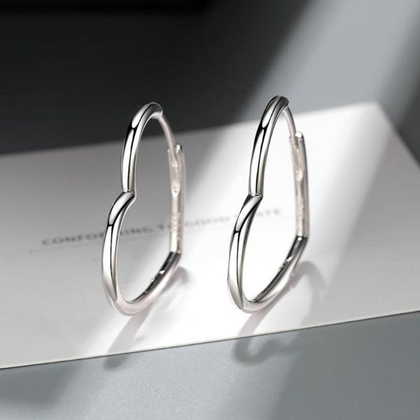 

hoop & huggie 1 pair earring heart shape exquisite copper teen girls ear circle birthday gift drop wholesale, Golden;silver