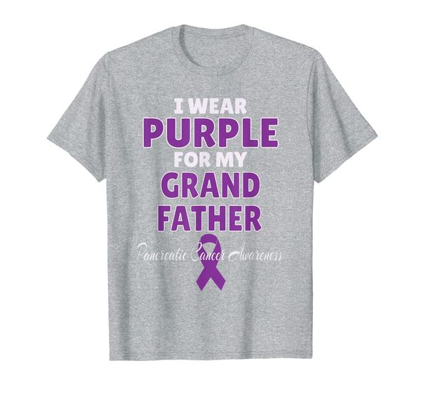 

pancreatic cancer awareness i wear purple for grand father t-shirt, White;black