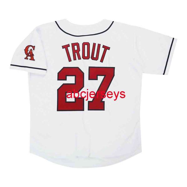 Maglia da cucito personalizzata Mike Trout California Home White Throwback con patch della squadra Uomo Donna Maglia da baseball per bambini da bambino XS-6XL