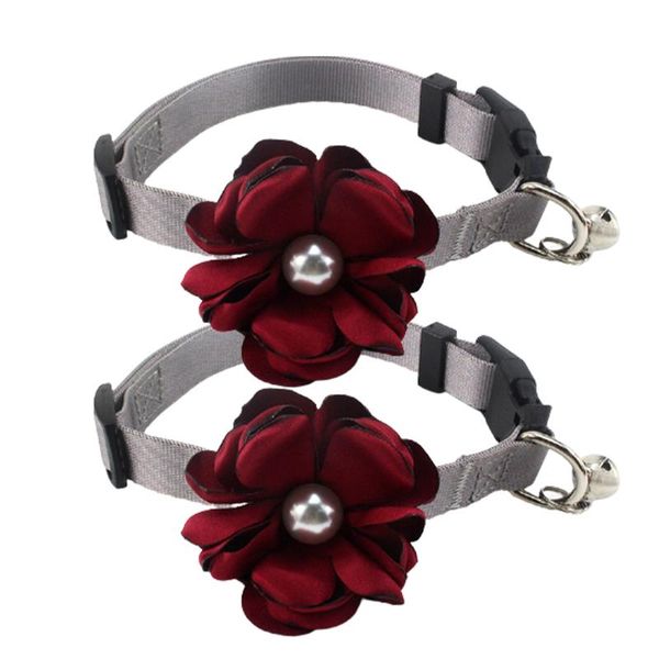 

cat collars & leads 2pcs home durable adjustable length pet supplies collar walking flower pearl accessories with bell universal outdoor spo