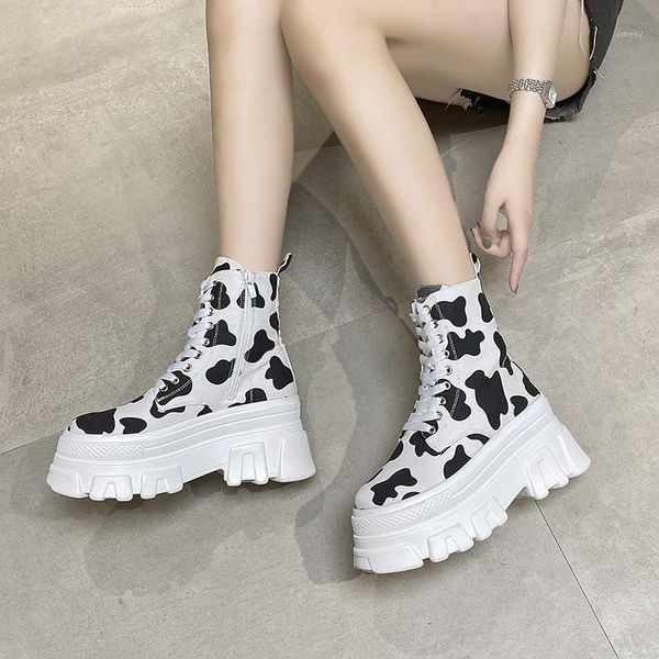 

boots 2021 winter leopard print ins high short women thick-soled korean fashion all-match student1, Black