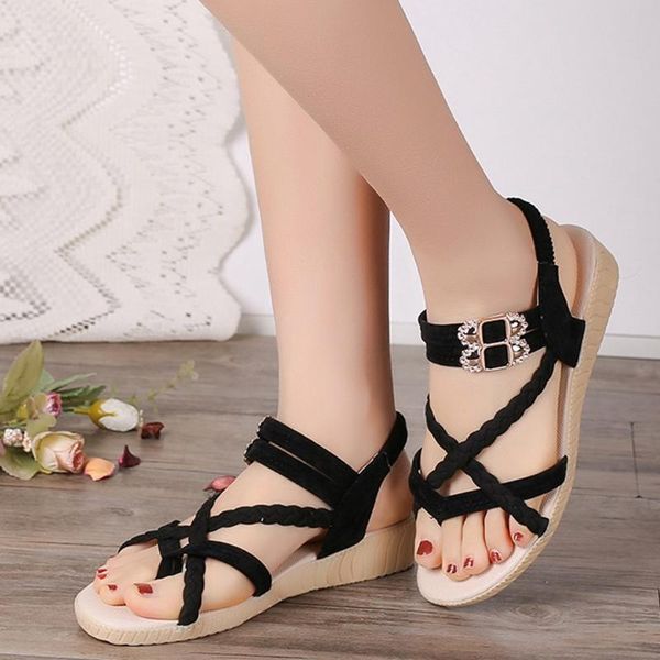

gladiator sandals women platform summer open toe students roman shoes casual beach #xtn, Black