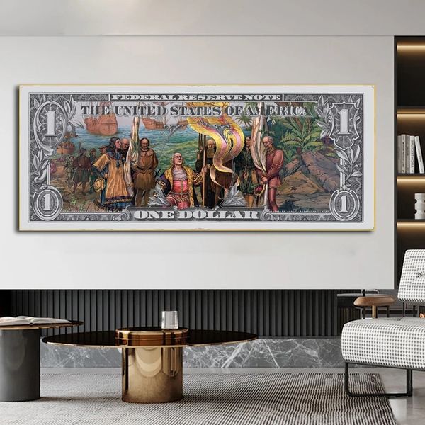 Berühmte Vintage-Leinwandmalerei, abstrakte Dollar-Geld-Poster und Drucke, Graffiti-Kunst, Wandkunst, Bild für Wohnzimmer, Heimdekoration