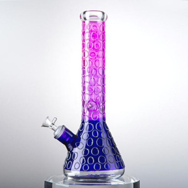 Cam Bongs Büyük Bong Başlık Cam El Sanatları Nargile Buz Pinch 7mm Kalın Yağ Dab Rigs Kase Su Boruları ile 18mm Kadın Eklemi İşi Mor Renkli Downstem