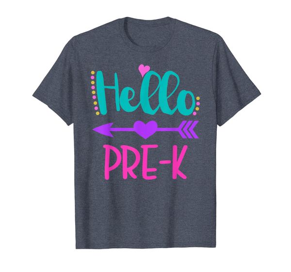 

"hello pre-k" cute pre-k back to school girls gift t-shirt, White;black