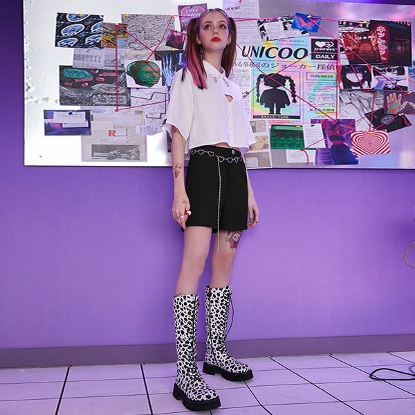 

women's pants & capris unisuit shorts female summer girl five-point high waist wild, thin, casual pants, children, ins tide, Black;white