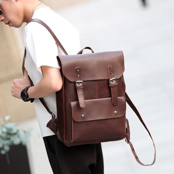 

backpack 2021 fashion men's trend retro schoolbag leisure travel bag