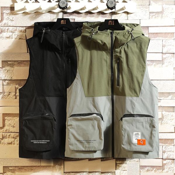 

men's vests sleeveless jacket fashion for pocket pography waistcoat casual spring autumn outdoors military black fishing, Black;white