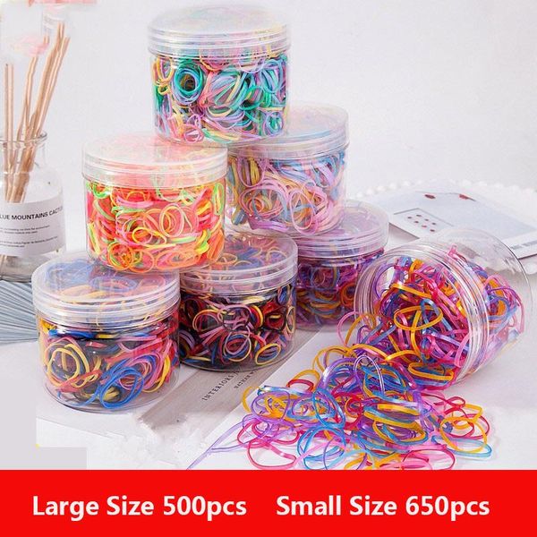 

hair accessories 500/650pcs girls rope cute strong tie ring elastic band candy color rubber headdress, Slivery;white