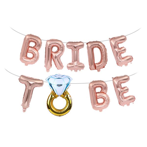 Decoración para fiesta de boda, 16 pulgadas, oro rosa, novia a ser, globo de aluminio con letras, conjunto de globos con forma de anillo, color plateado y dorado, MISS MRS