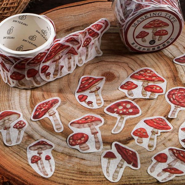 

vintage pine cones mushroom washi paper sticker diy diary journal decoration label scrapbooking gift wrap