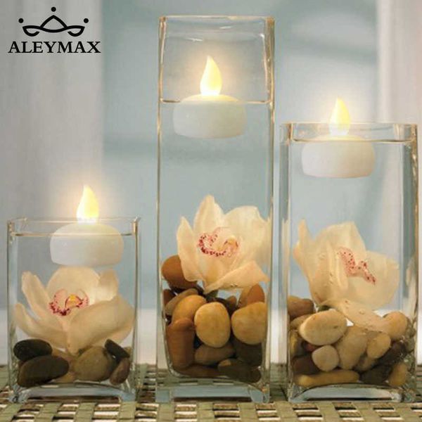 12 pezzi candela galleggiante senza fiamma led a lume di candela impermeabile tremolante luce del tè matrimonio compleanno decorazione regalo di natale 210702