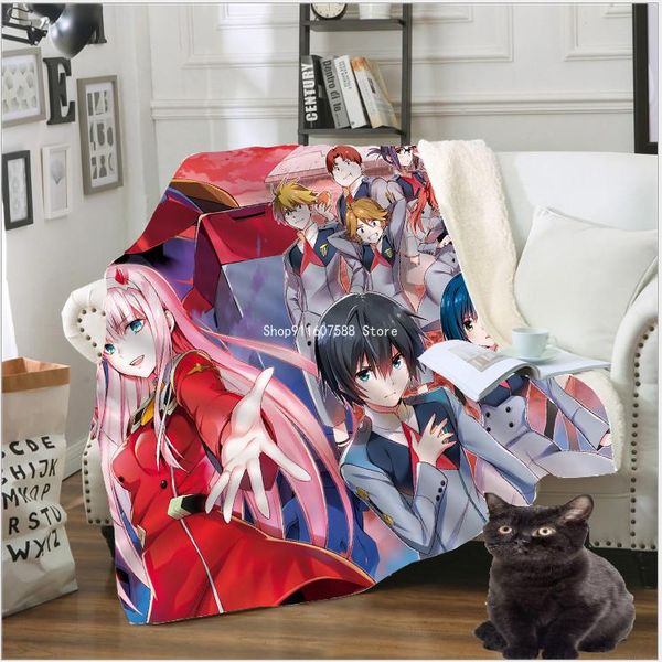 

blankets 3d print anime darling in the franxx blanket zero two fleece travel quilt sofa keep warm throw plush bedspread b121-01