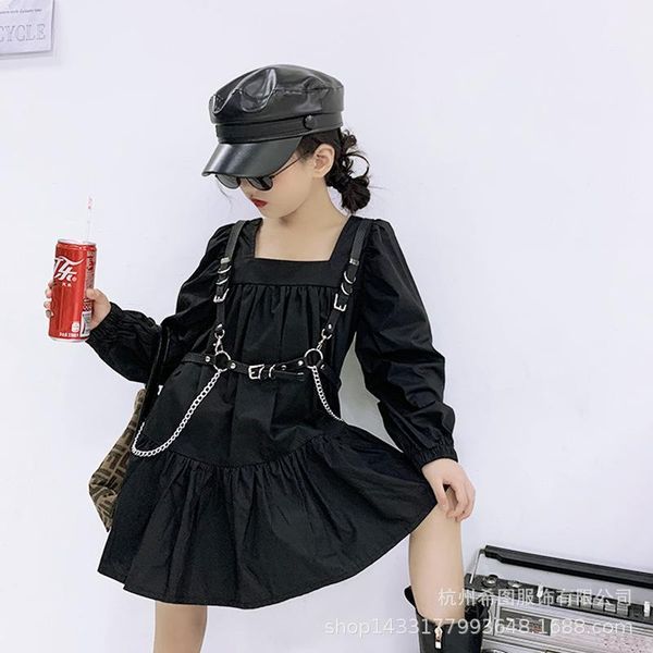 

autumn girls skirts korean version of all-match long-sleeved cake skirt dress a-line dress1, Red;yellow