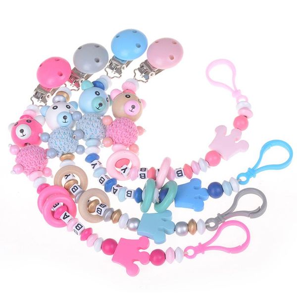 

pacifiers# baby kid cartoon pacifier clip chain panda shape hand made cute colourful beads dummy soother holder