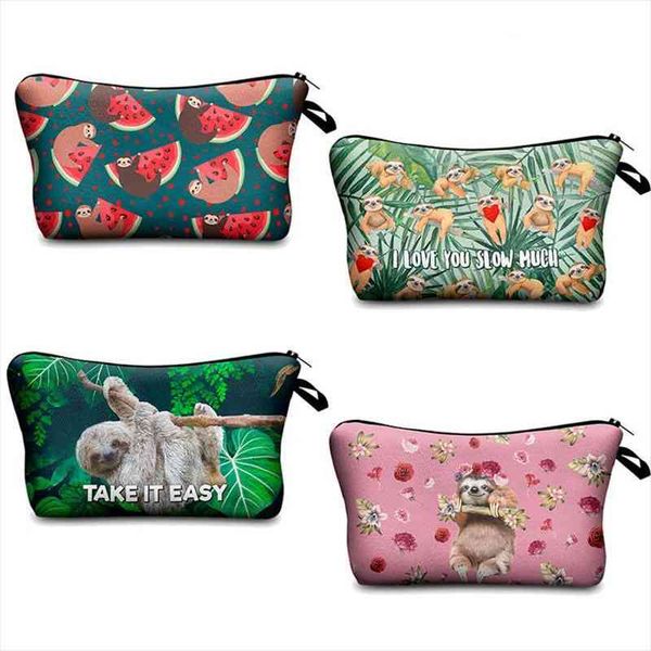 

makeup women cosmetic with bag multicolor pattern llama 3d printing neceser toiletry travel make up organizer