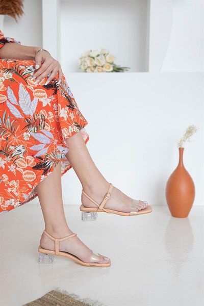 

sandals women's pink tigy heels stubby toe transparent heel, Black
