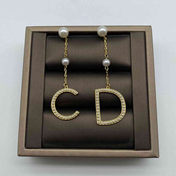 

chandeliers earrings d home / dijia cd letter pearl asymmetric personality exaggerated female 925 silver needle