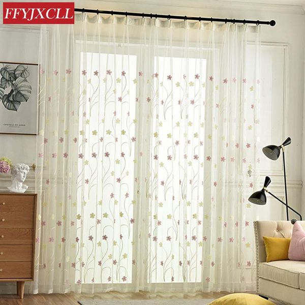 

chinese embroidered curtain linen blue pink flower tulle kitchen girl room decoration & drapes