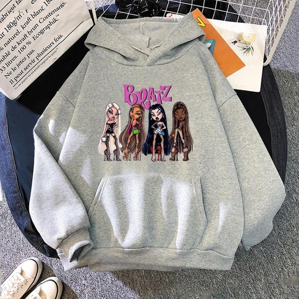 

men's hoodies & sweatshirts 2021 bratz letter printed men women streetwear tracksuit oversized pullover fashion harajuku girls c, Black