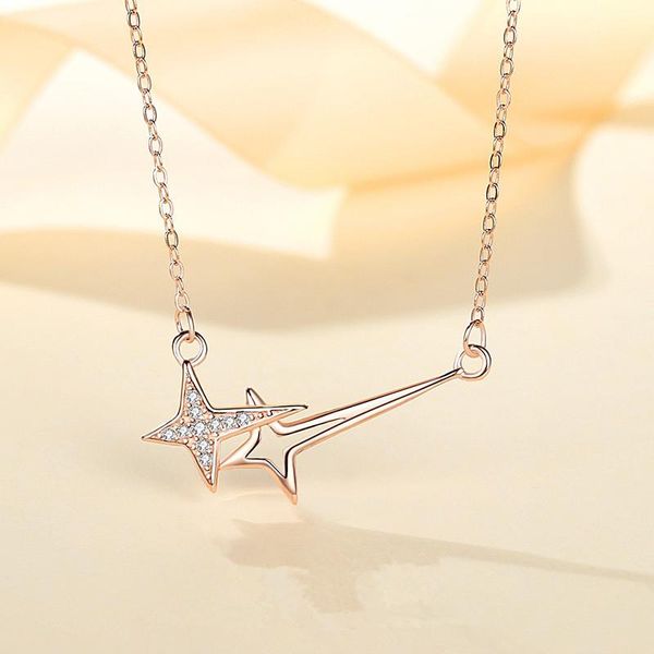 

chains 925 sterling silver link chain zircon star charm necklaces pendants choker statement wedding party jewelry for women gift colar