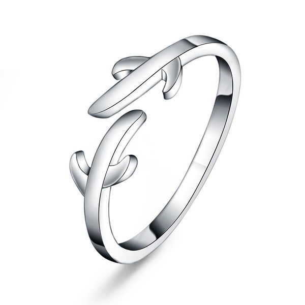 

open silver ring leaf pretty fashion wedding women lady rings jewelry
